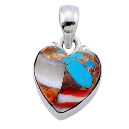 Pendentif coeur turquoise Spiny Oyster Arizona (Kingman) AAA argent 925