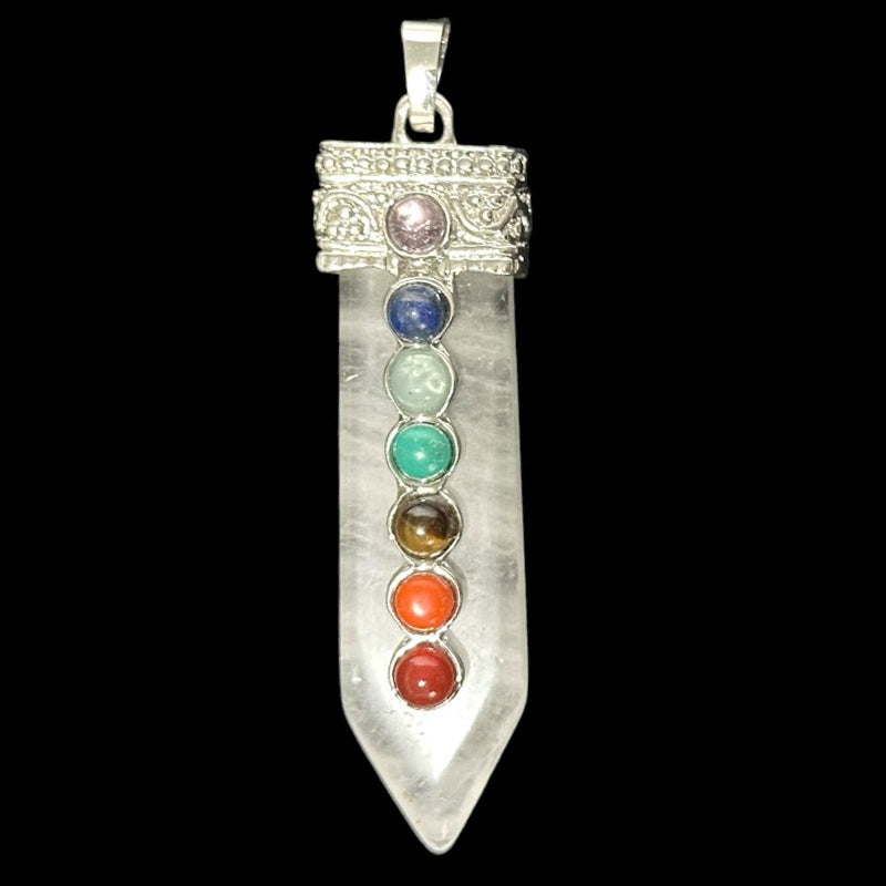 Pendentif 7 chakras cristal de roche Brésil A