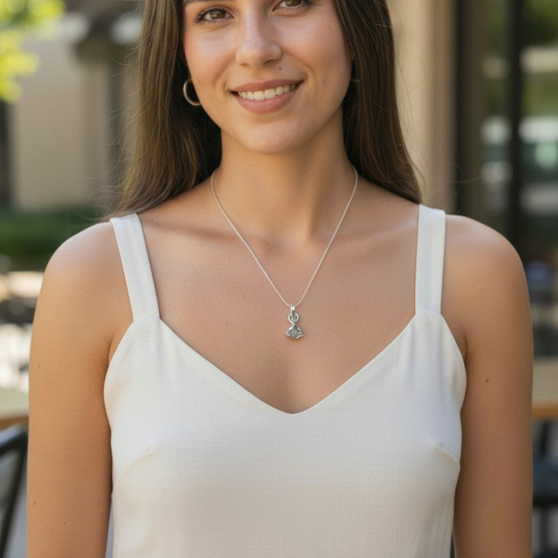 Pendentif diamant noir brut boucle argent 925