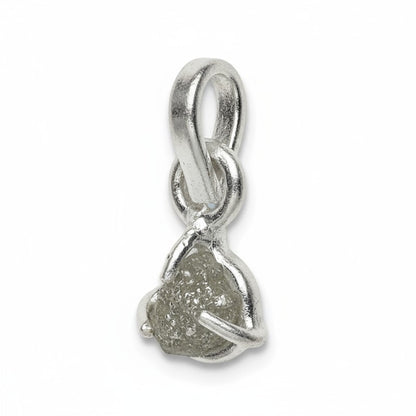 Pendentif diamant noir brut boucle argent 925