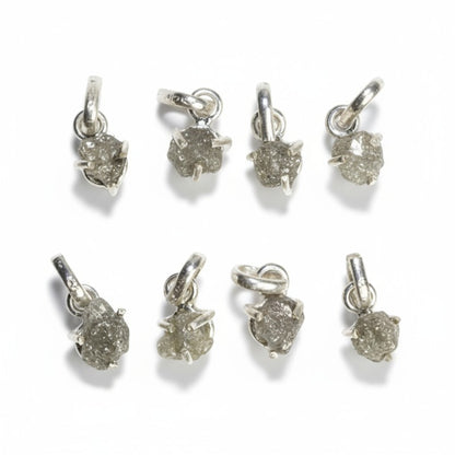 Pendentif diamant noir brut boucle argent 925