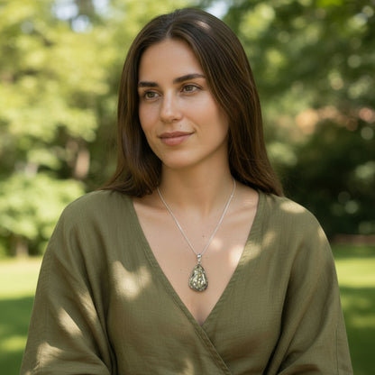 Pendentif jaspe océan Etats-Unis A pierre roulée boucle argent 925