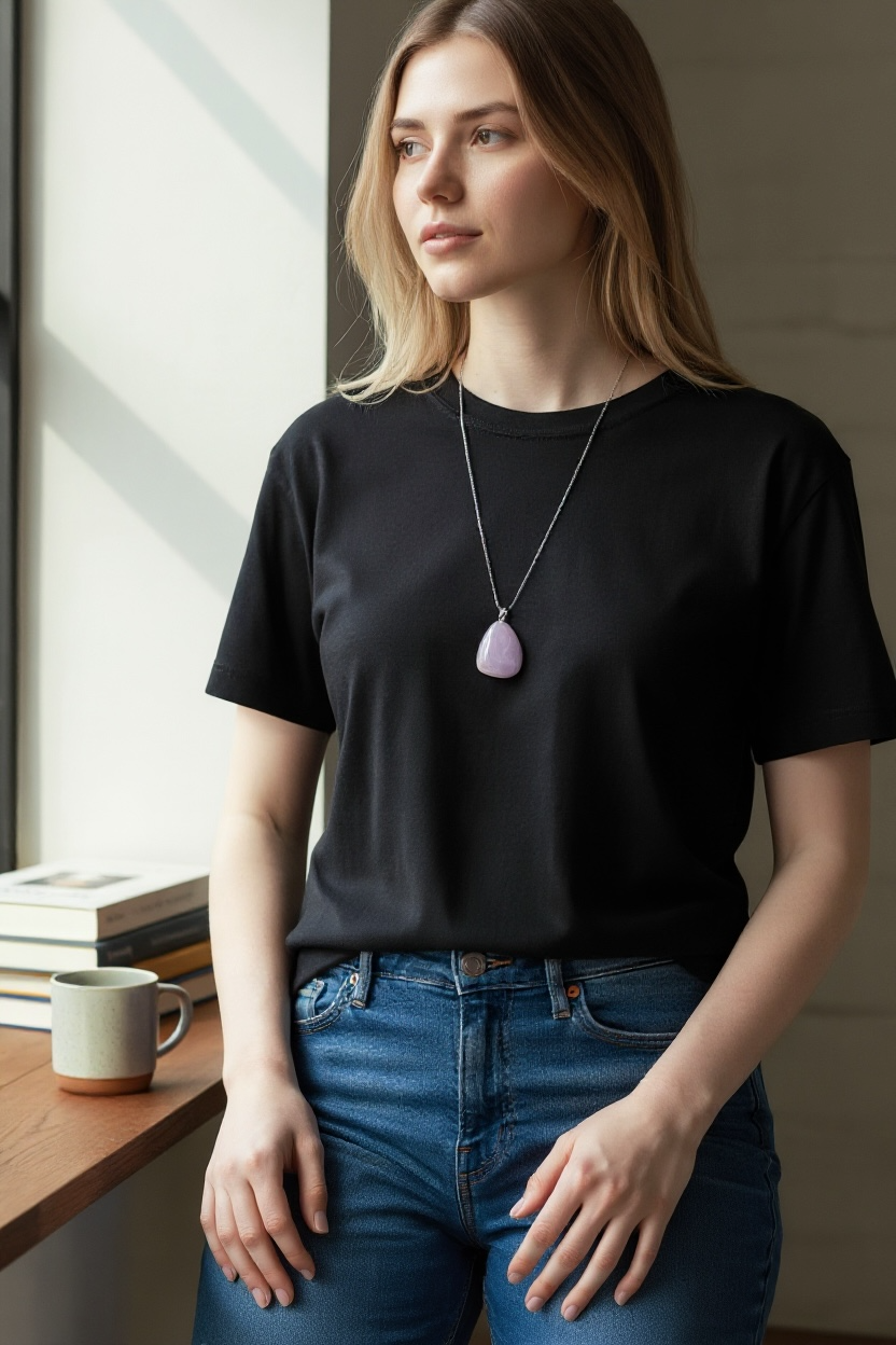 Pendentif kunzite Brésil AA (pierre roulée)