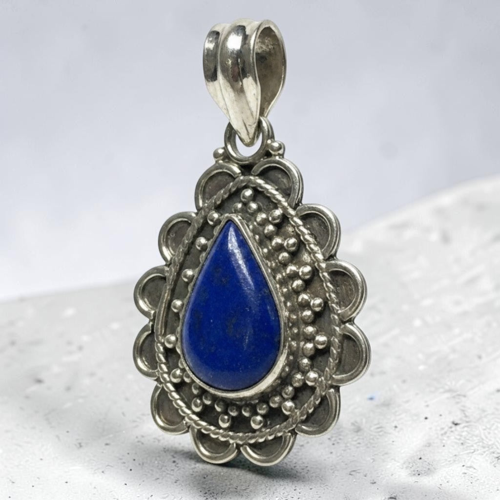 Pendentif lapis lazuli Afghanistan AA argent 925