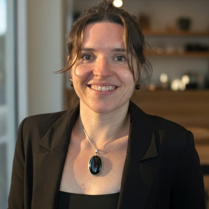 Celestial eye obsidian pendant Mexico AAA silver 925