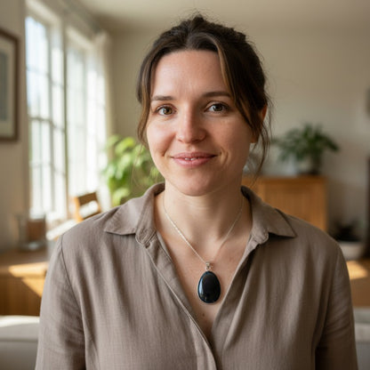 Celestial eye obsidian pendant Mexico AAA silver 925