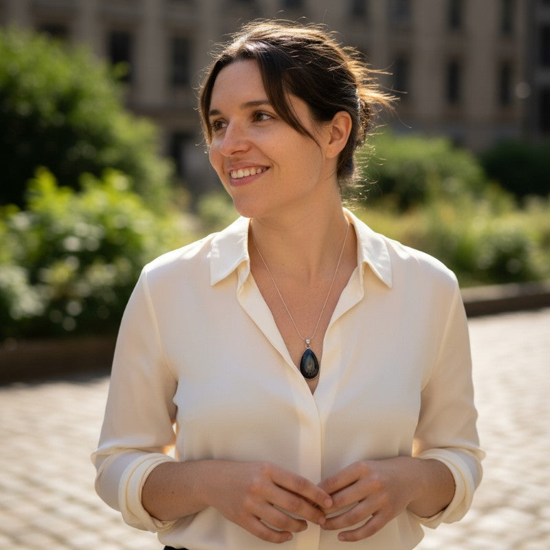 Celestial eye obsidian pendant Mexico AAA silver 925