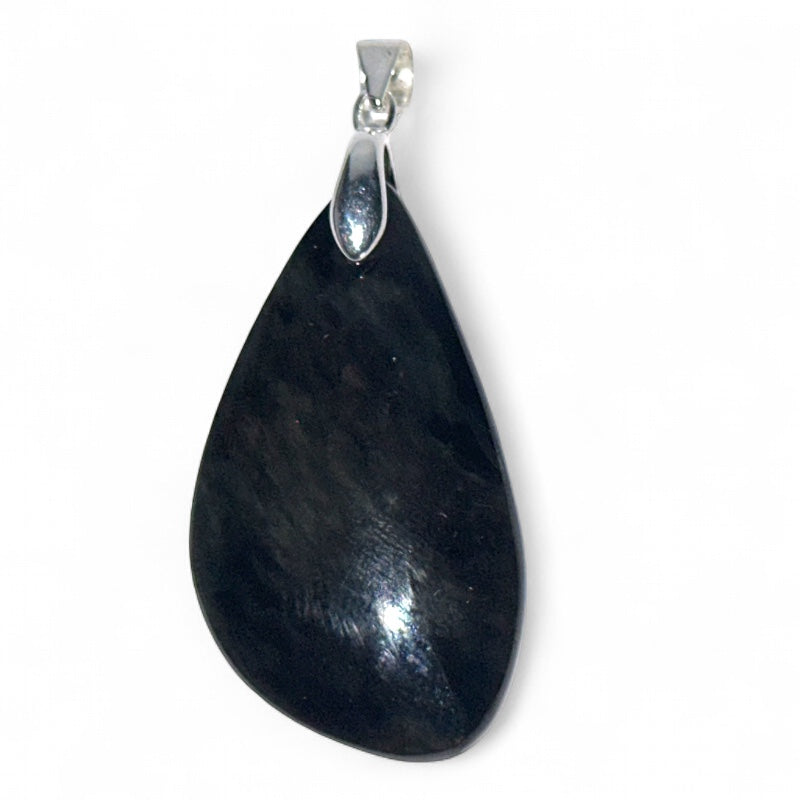 Pendentif obsidienne mentogochol Mexique AAA argent 925