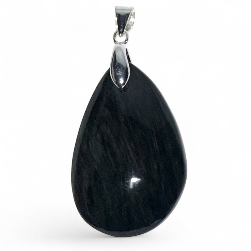 Pendentif obsidienne mentogochol Mexique AAA argent 925