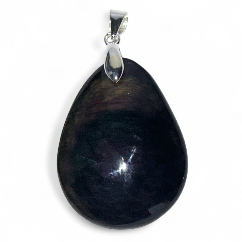 Pendentif obsidienne mentogochol Mexique AAA argent 925