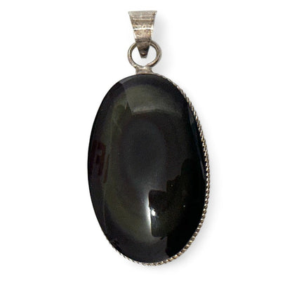 Celestial eye obsidian pendant Mexico AAA silver 925