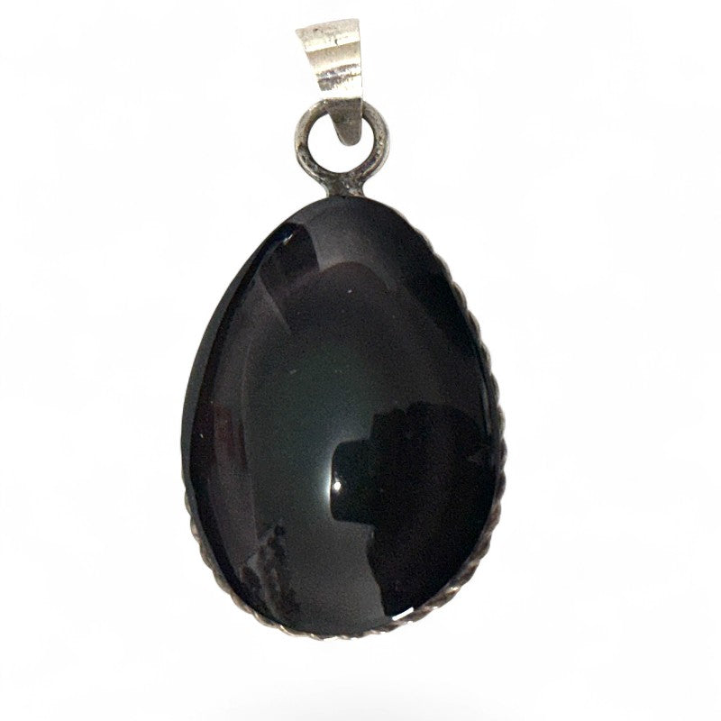 Celestial eye obsidian pendant Mexico AAA silver 925