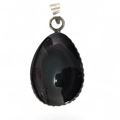 Celestial eye obsidian pendant Mexico AAA silver 925