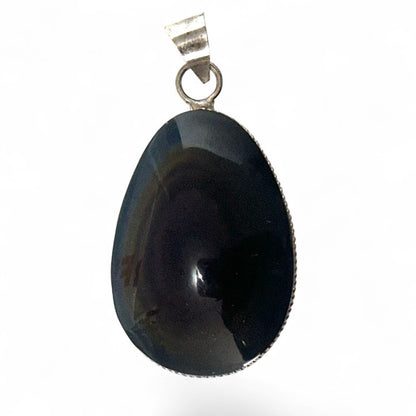 Celestial eye obsidian pendant Mexico AAA silver 925
