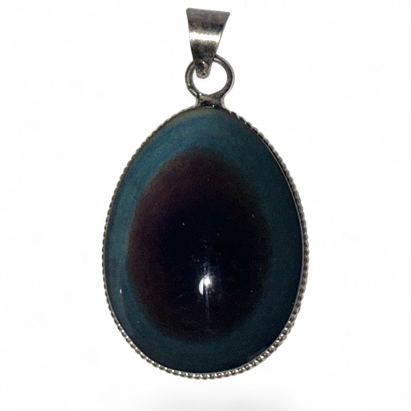 Celestial eye obsidian pendant Mexico AAA silver 925