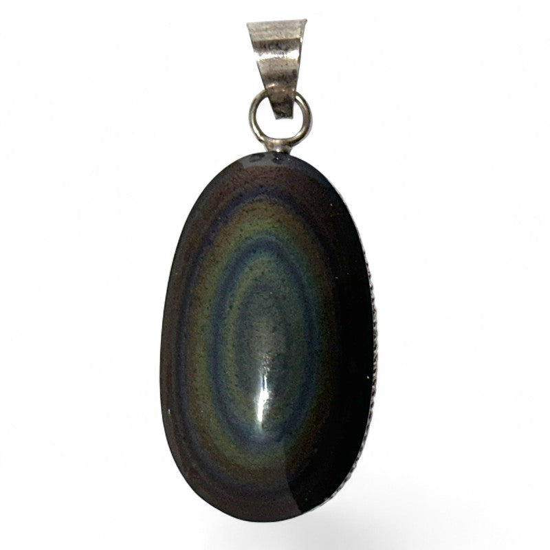 Celestial eye obsidian pendant Mexico AAA silver 925