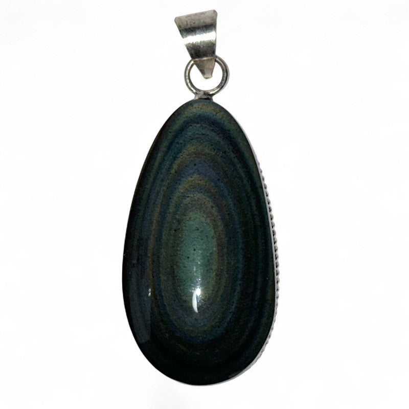 Celestial eye obsidian pendant Mexico AAA silver 925