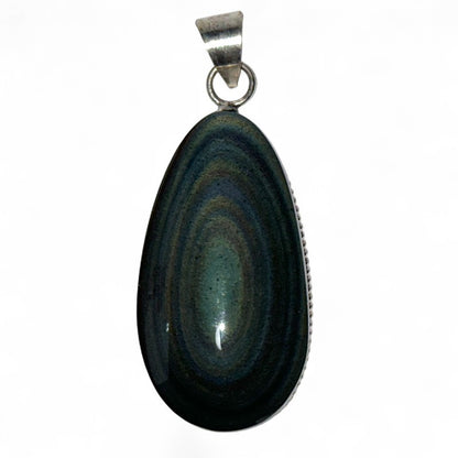Celestial eye obsidian pendant Mexico AAA silver 925