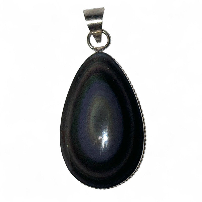 Celestial eye obsidian pendant Mexico AAA silver 925