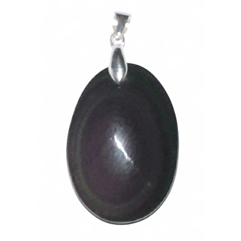Pendentif obsidienne oeil céleste Mexique AAA argent 925