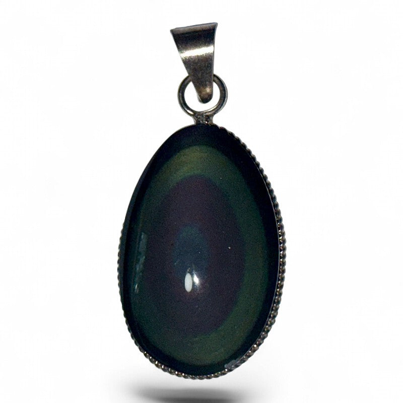 Colgante obsidiana ojo celeste México AAA plata 925