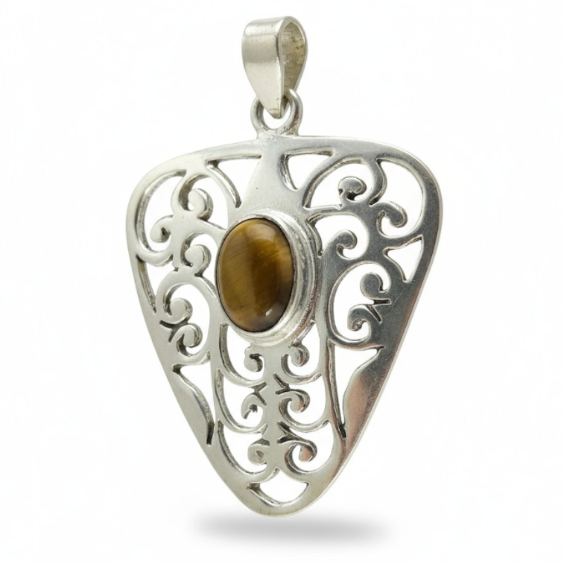 Pendentif oeil de tigre Afrique du Sud AA argent 925