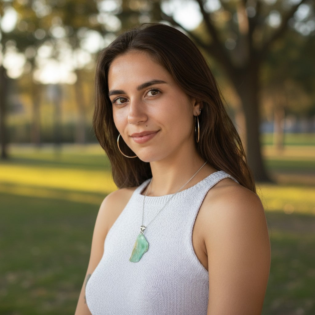 Pendentif opale bleue des Andes pierre roulée boucle argent 925