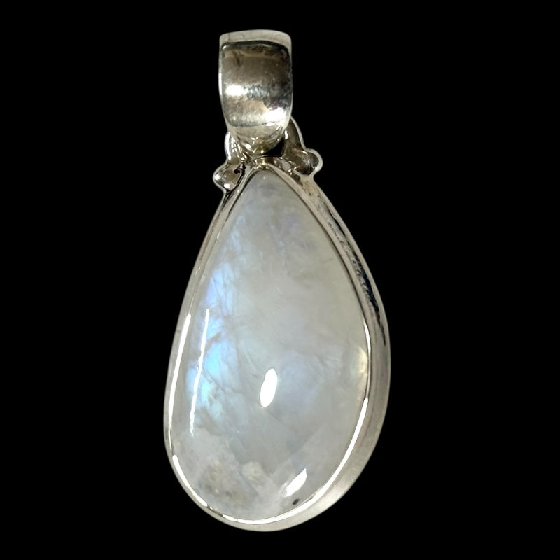 Pendentif pierre de lune arc en ciel (péristérite) Inde AA argent 925