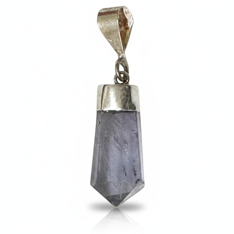 Colgante punta fluorita morada China AA plata 925