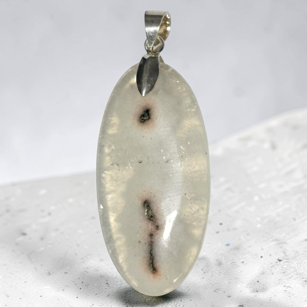 Pendentif quartz mousse Brésil AA argent 925