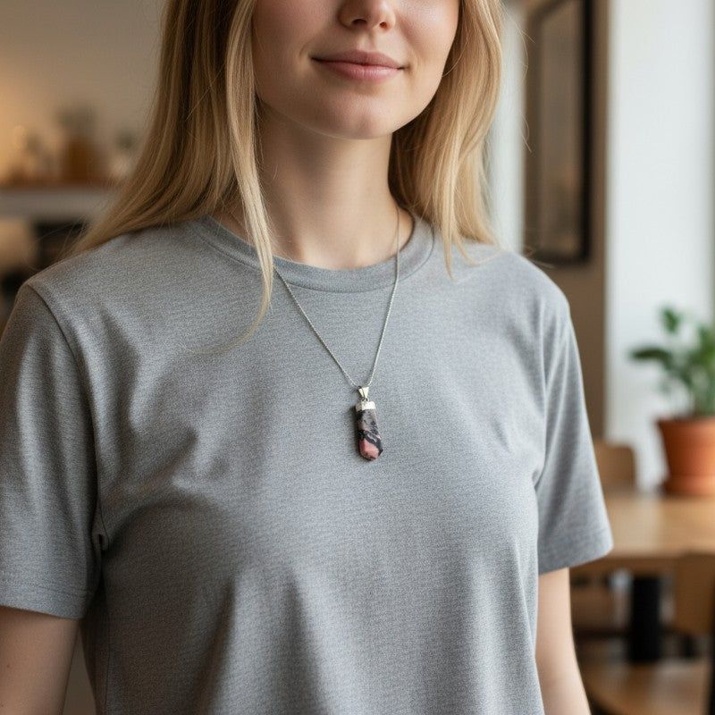 Pendentif pointe Rhodonite Madagascar A argent 925