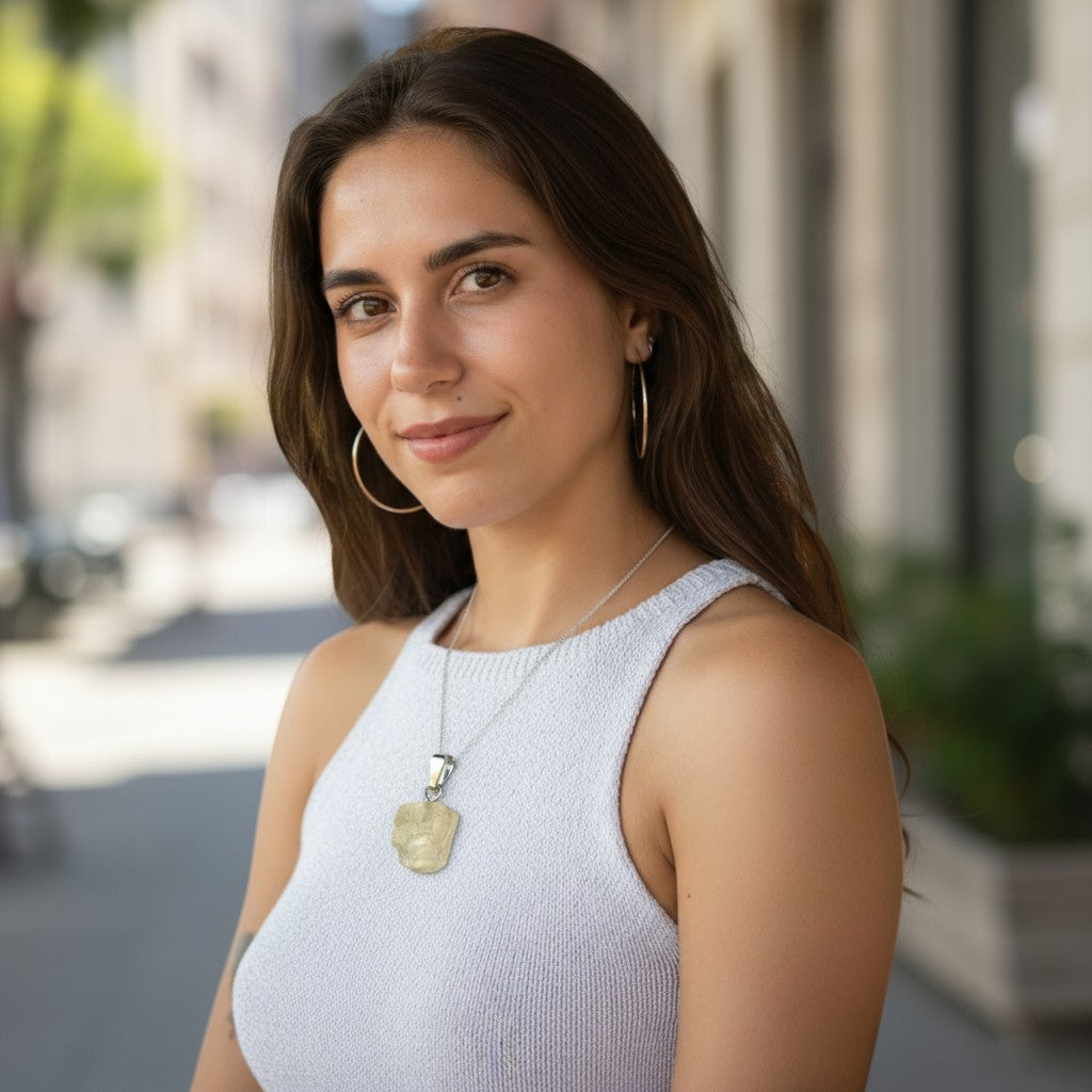 Pendentif scapolite jaune Inde AA pierre roulée boucle argent 925