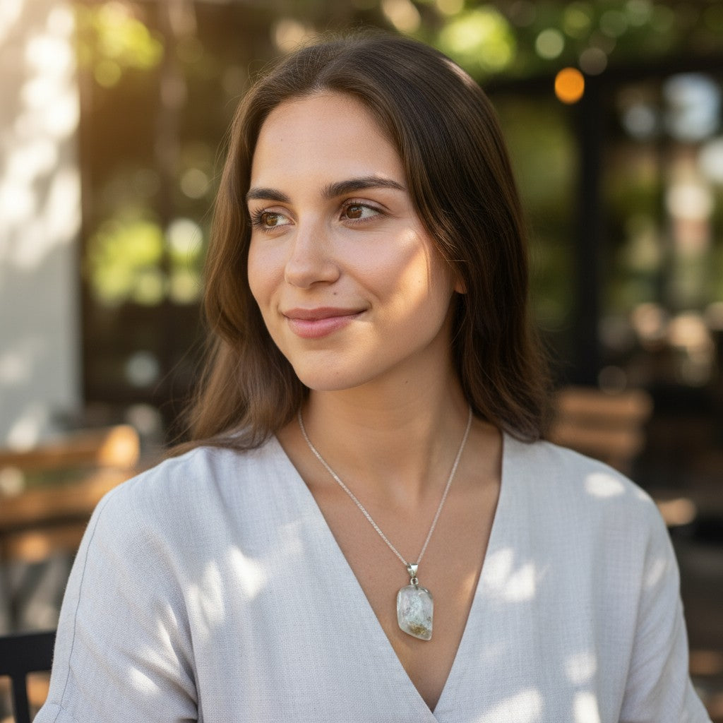 Pendentif topaze bleue Nigéria A pierre roulée boucle argent 925