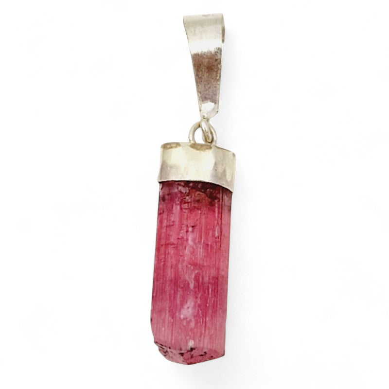 Pink tourmaline pendant on quartz Brazil AA silver 925