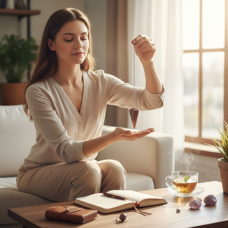 Pendule obsidienne acajou hexagonal Mexique A