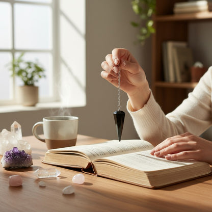 Péndulo de obsidiana hexagonal negro México A