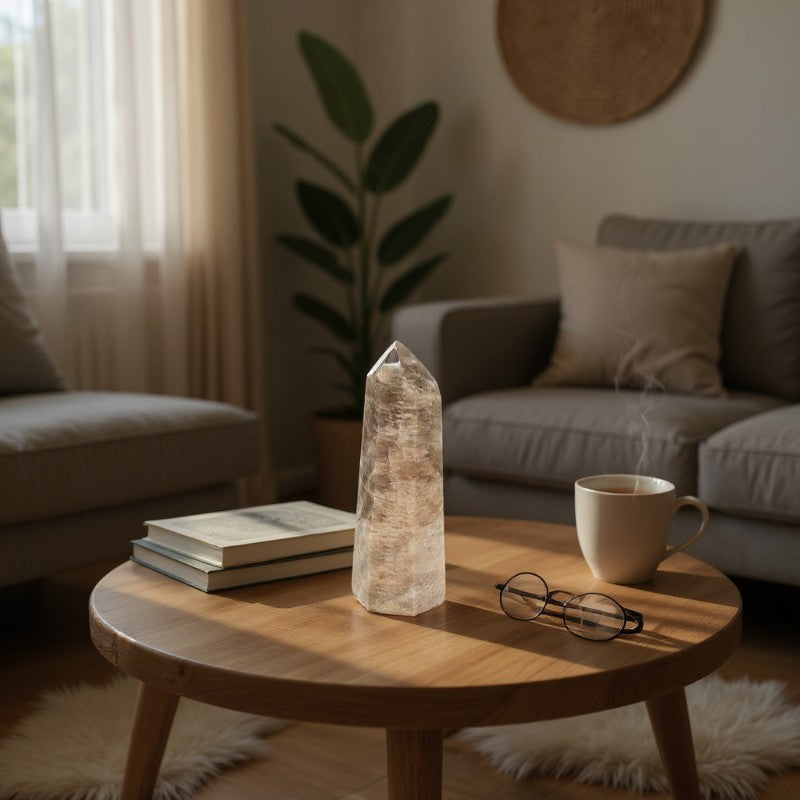 Prisme pierre de lune noire orangée Madagascar A - 60-80mm