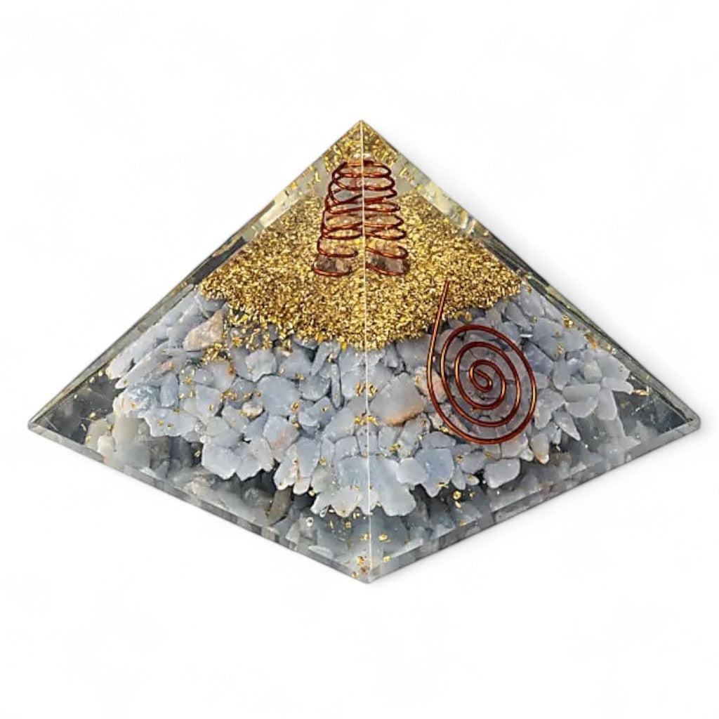 Pyramide orgonite angelite ailes d&