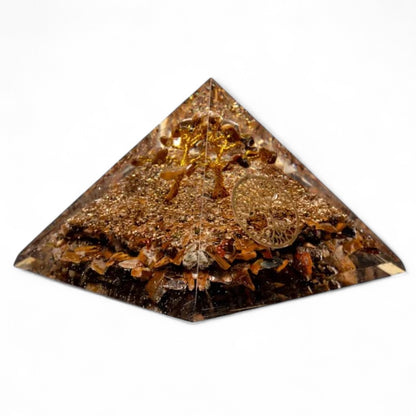 Pyramide orgonite oeil de tigre arbre de vie (70mm)