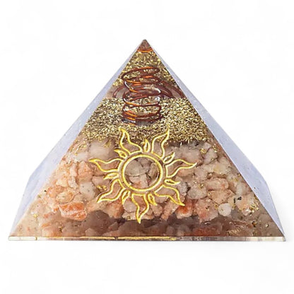 Pyramide orgonite pierre de soleil symbole solaire (75mm)