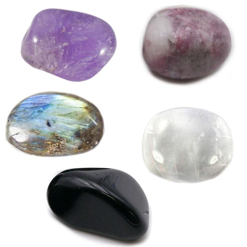 Assortiment de pierres roulées: sommeil 5 pierres - La Boite à Cailloux