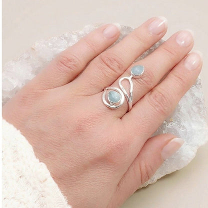 Bague Aigue - Marine Namibie AA argent 925 - La Boite à Cailloux
