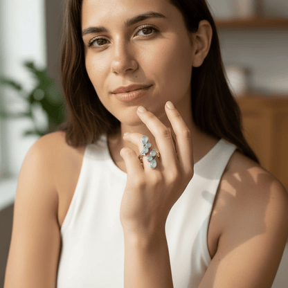 Bague Aigue - Marine Namibie AA argent 925 - La Boite à Cailloux