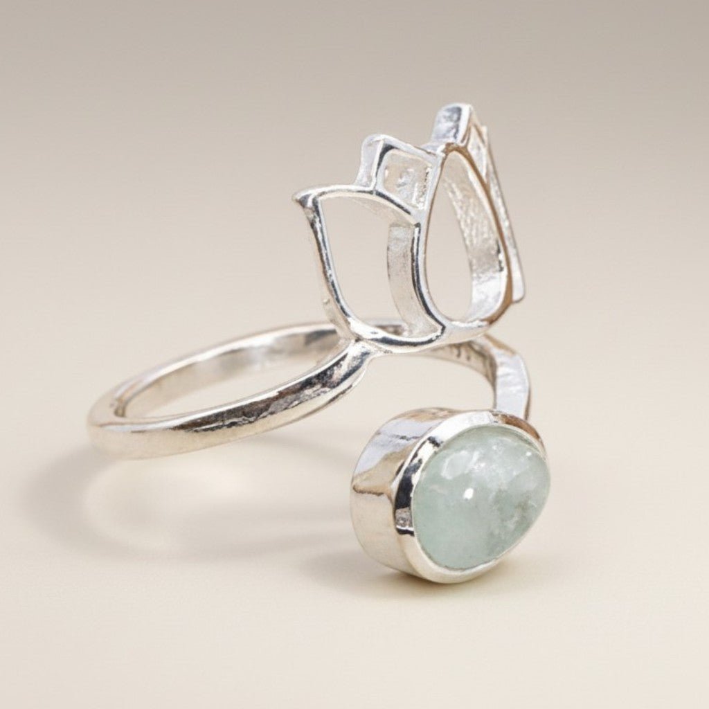 Bague Aigue - Marine Namibie AA argent 925 - La Boite à Cailloux