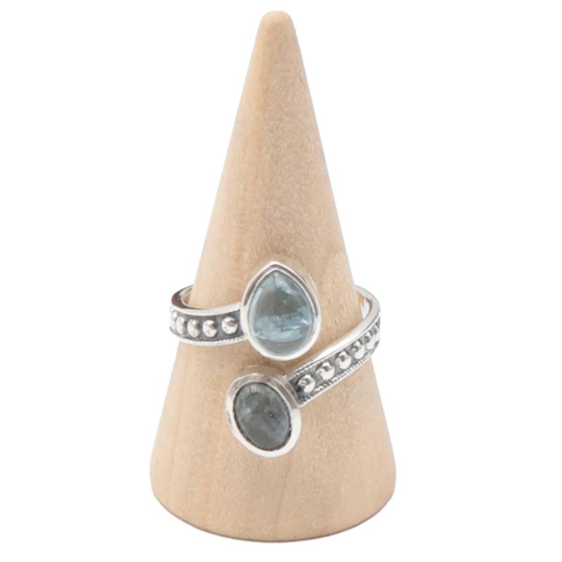 Bague Aigue - Marine Namibie AA argent 925 - La Boite à Cailloux