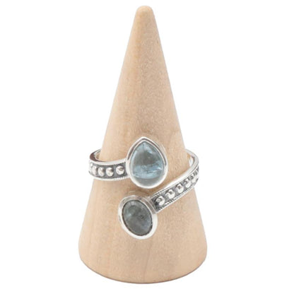 Bague Aigue - Marine Namibie AA argent 925 - La Boite à Cailloux
