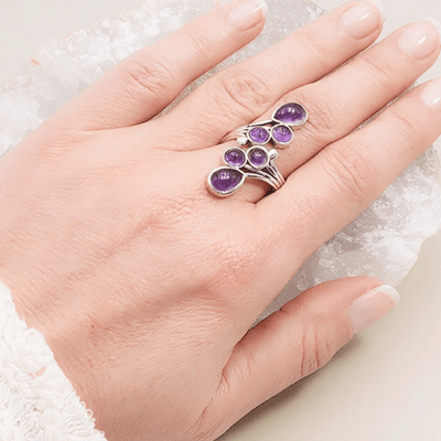 Brazil amethyst adjustable ring AA silver 925