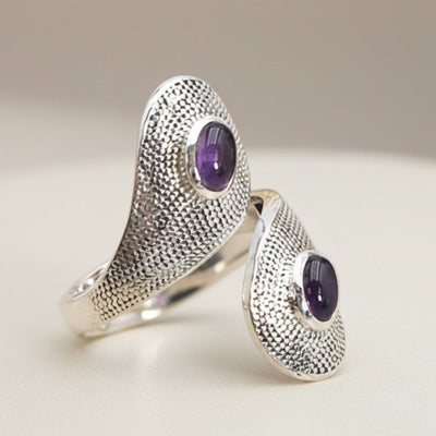 Brazil amethyst adjustable ring AA silver 925