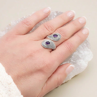 Brazil amethyst adjustable ring AA silver 925