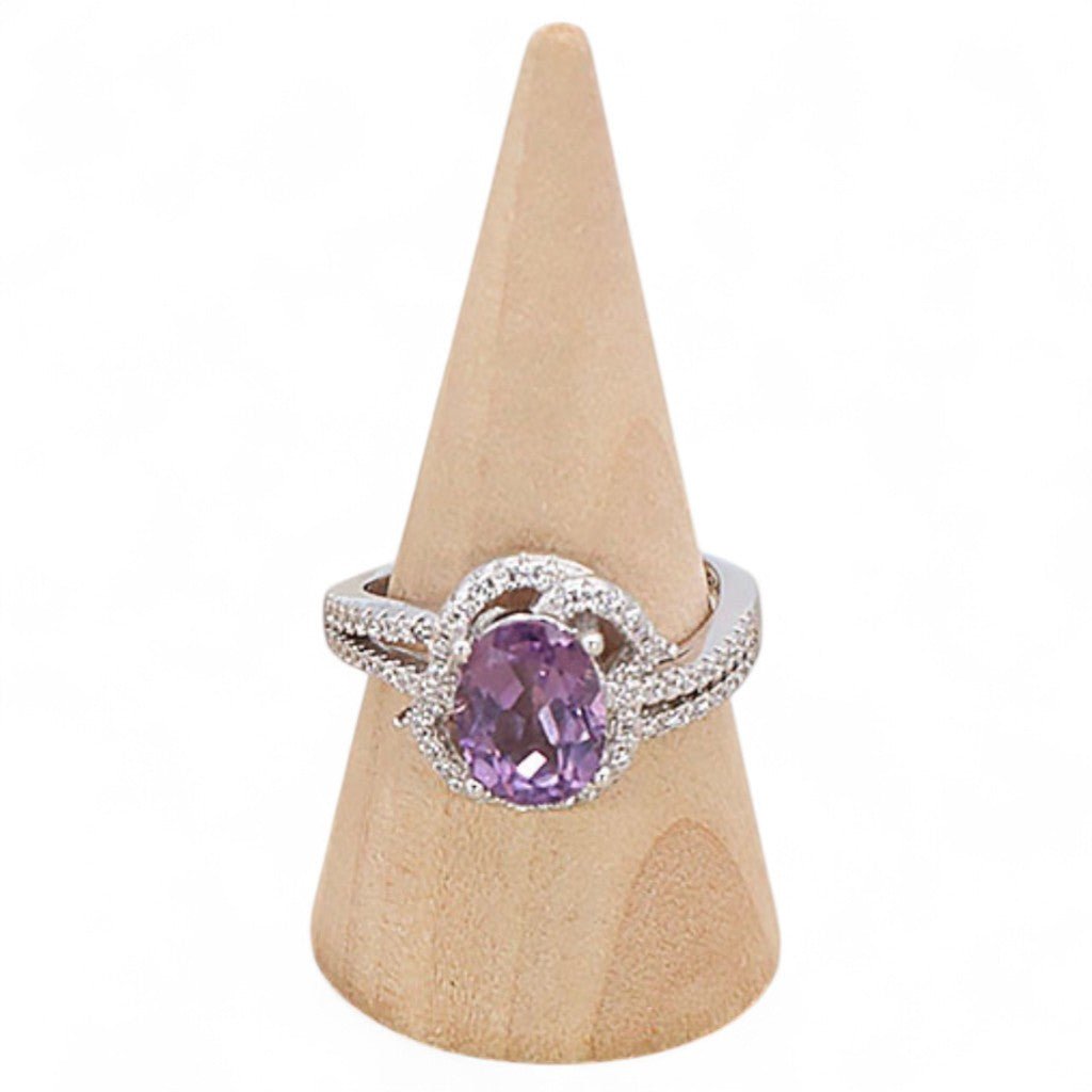 Bague améthyste Brésil AAA argent 925 Rhodié - La Boite à Cailloux